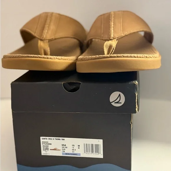 Sperry Santa Cruz II Tan Thongs New Men's Size 15 - Picture 2 of 4